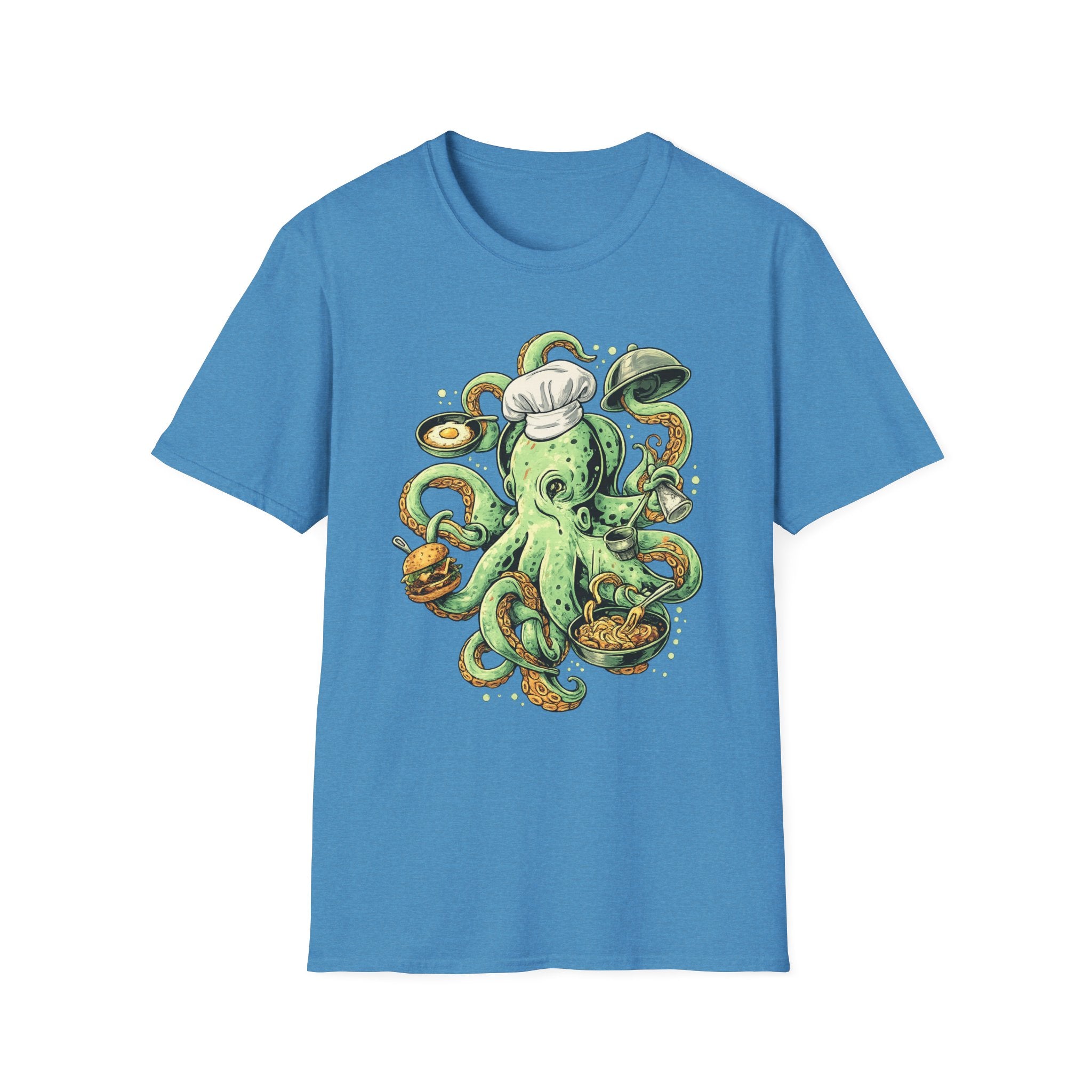 Chef Octopus Culinary Illustration T-Shirt | Risqué Nautical Cooking Design