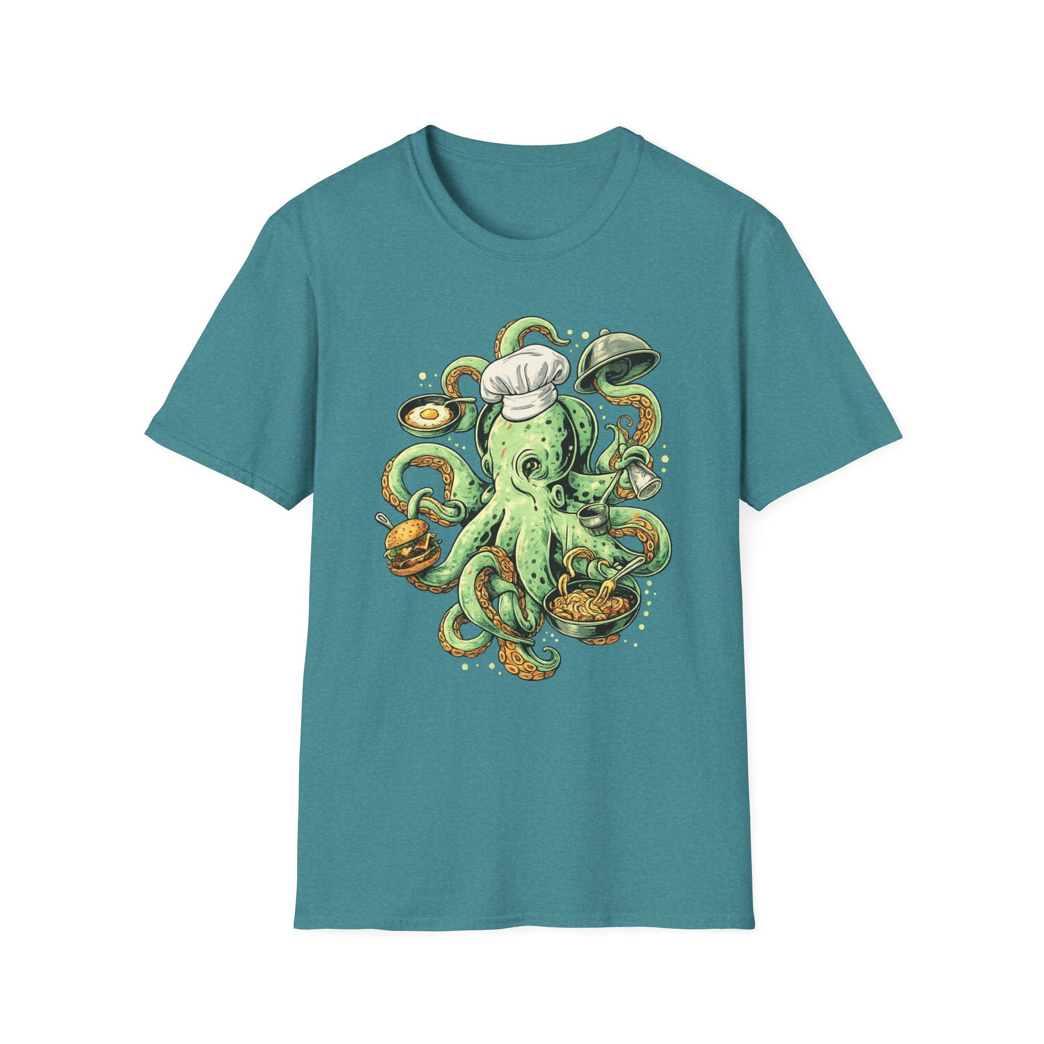 Chef Octopus Culinary Illustration T-Shirt | Risqué Nautical Cooking Design