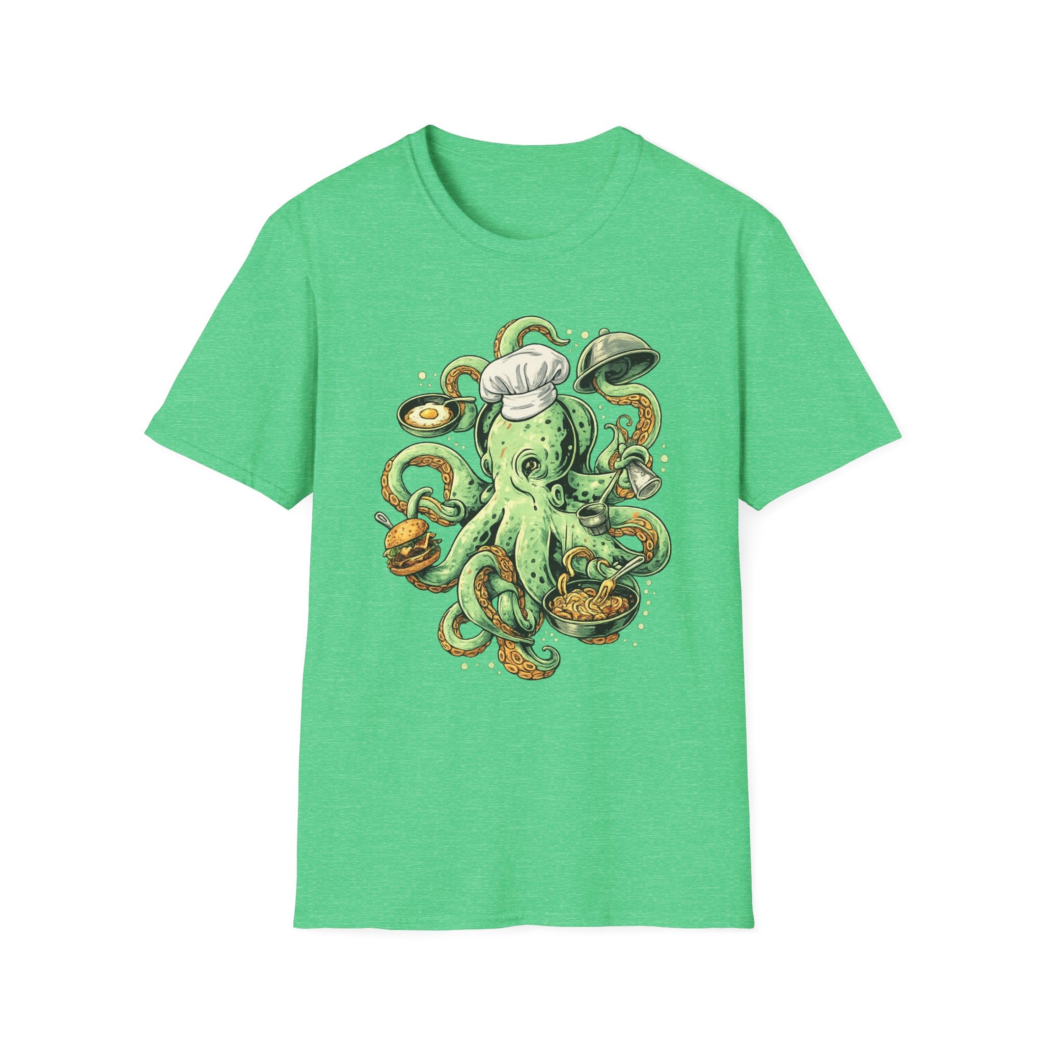 Chef Octopus Culinary Illustration T-Shirt | Risqué Nautical Cooking Design