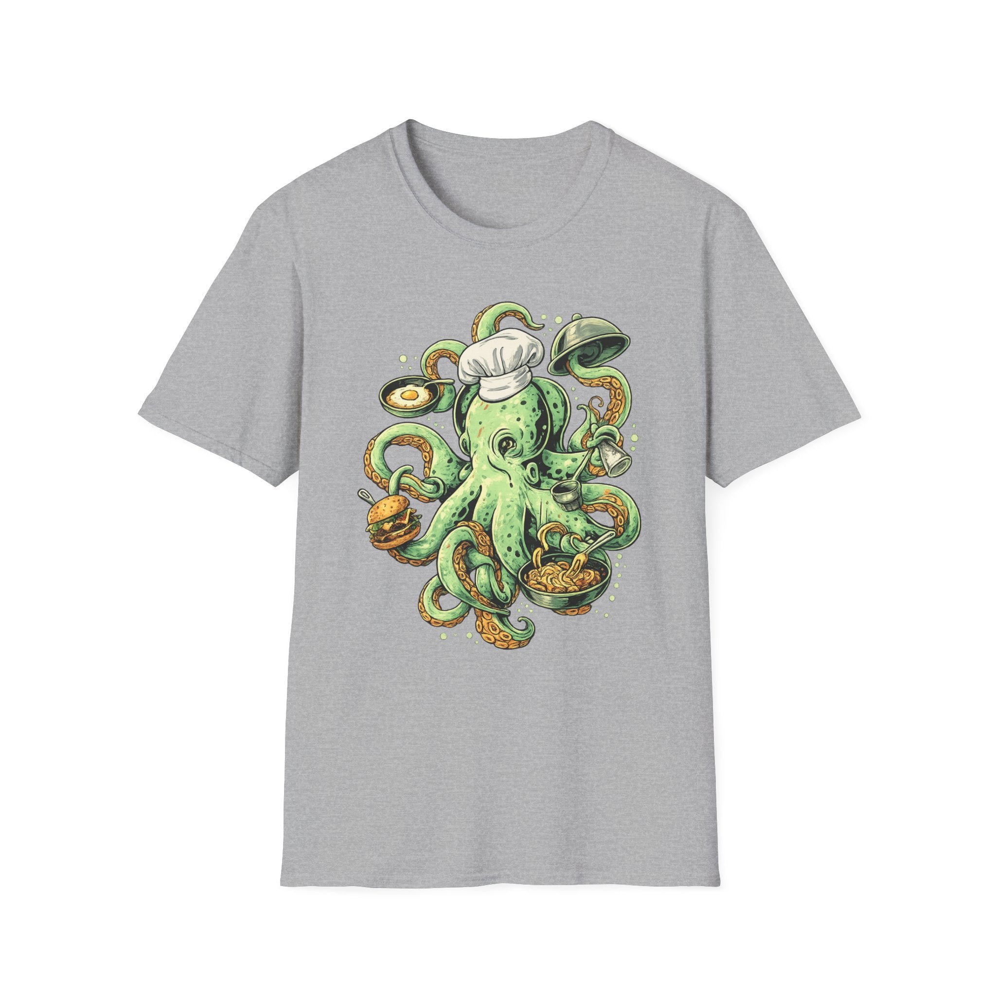 Chef Octopus Culinary Illustration T-Shirt | Risqué Nautical Cooking Design