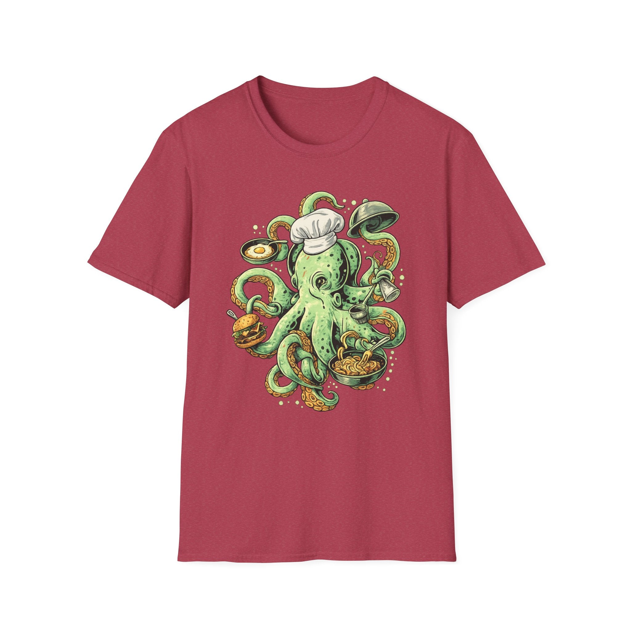 Chef Octopus Culinary Illustration T-Shirt | Risqué Nautical Cooking Design