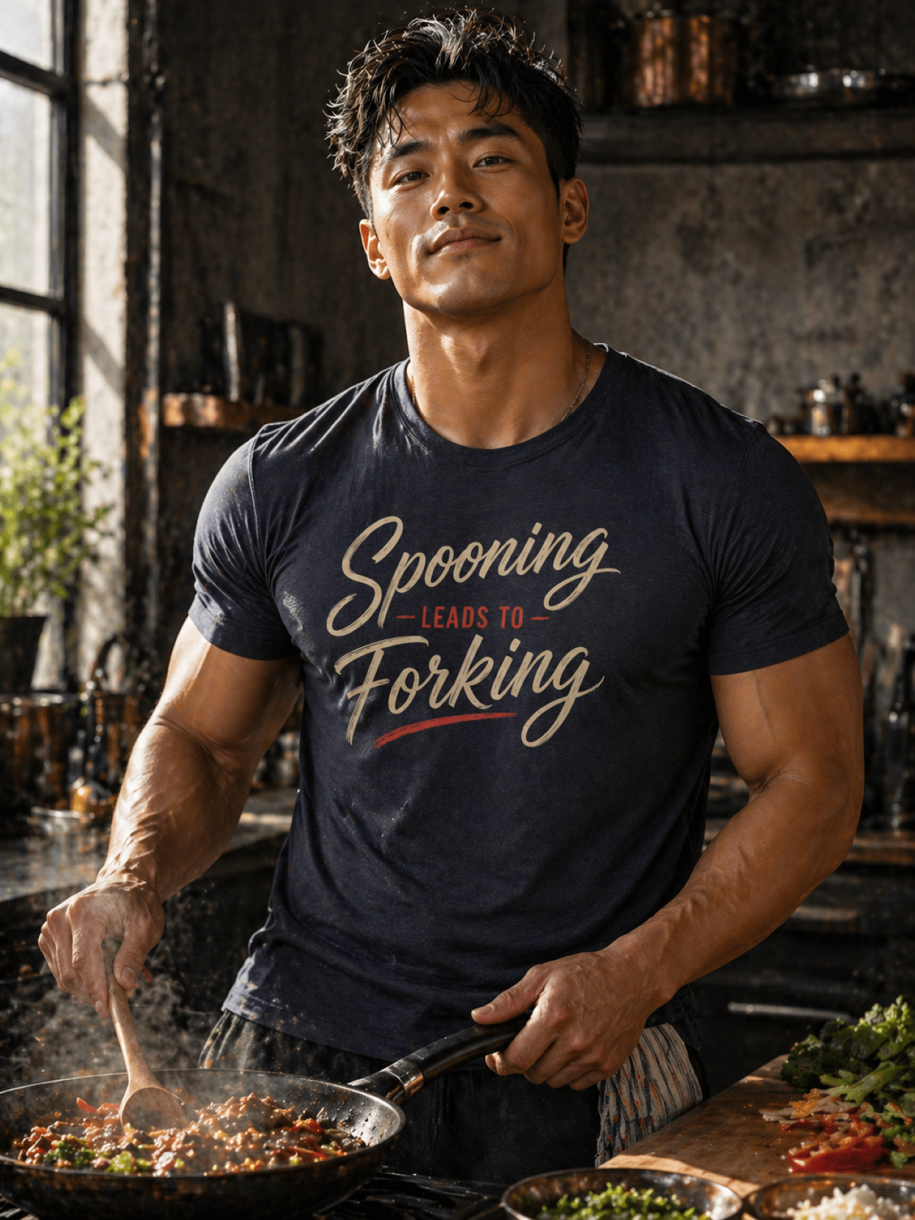 Spooning Leads To Forking T-Shirt (Light)— Funny Chef Graphic Tee