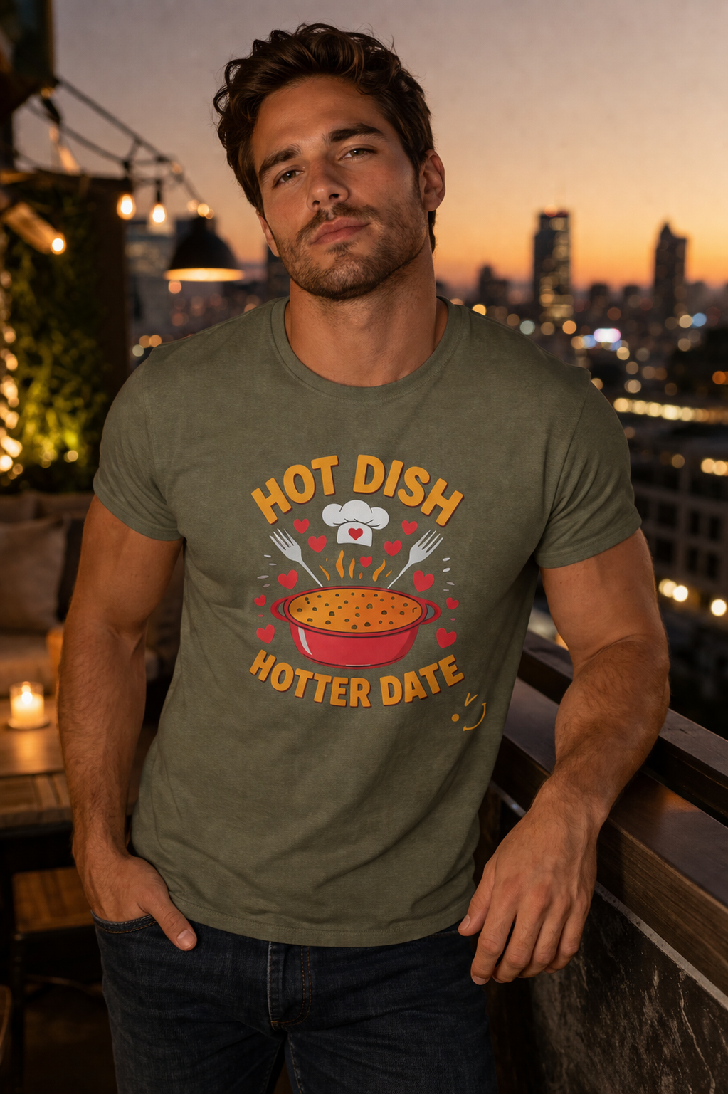 Hot Date Hotter Dish T-Shirt — Funny Chef Graphic Tee