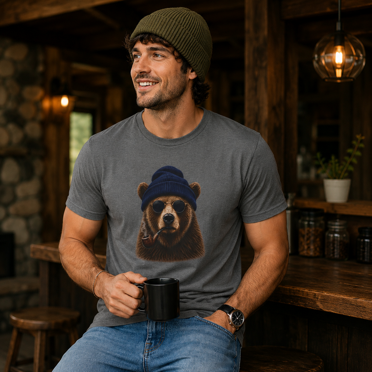 Animal T-Shirt - Bear Blue
