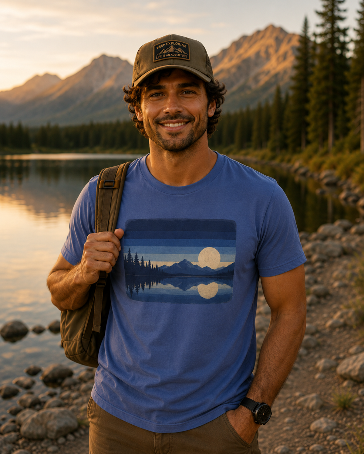 Nature Vintage T-Shirt - Lake - Blue