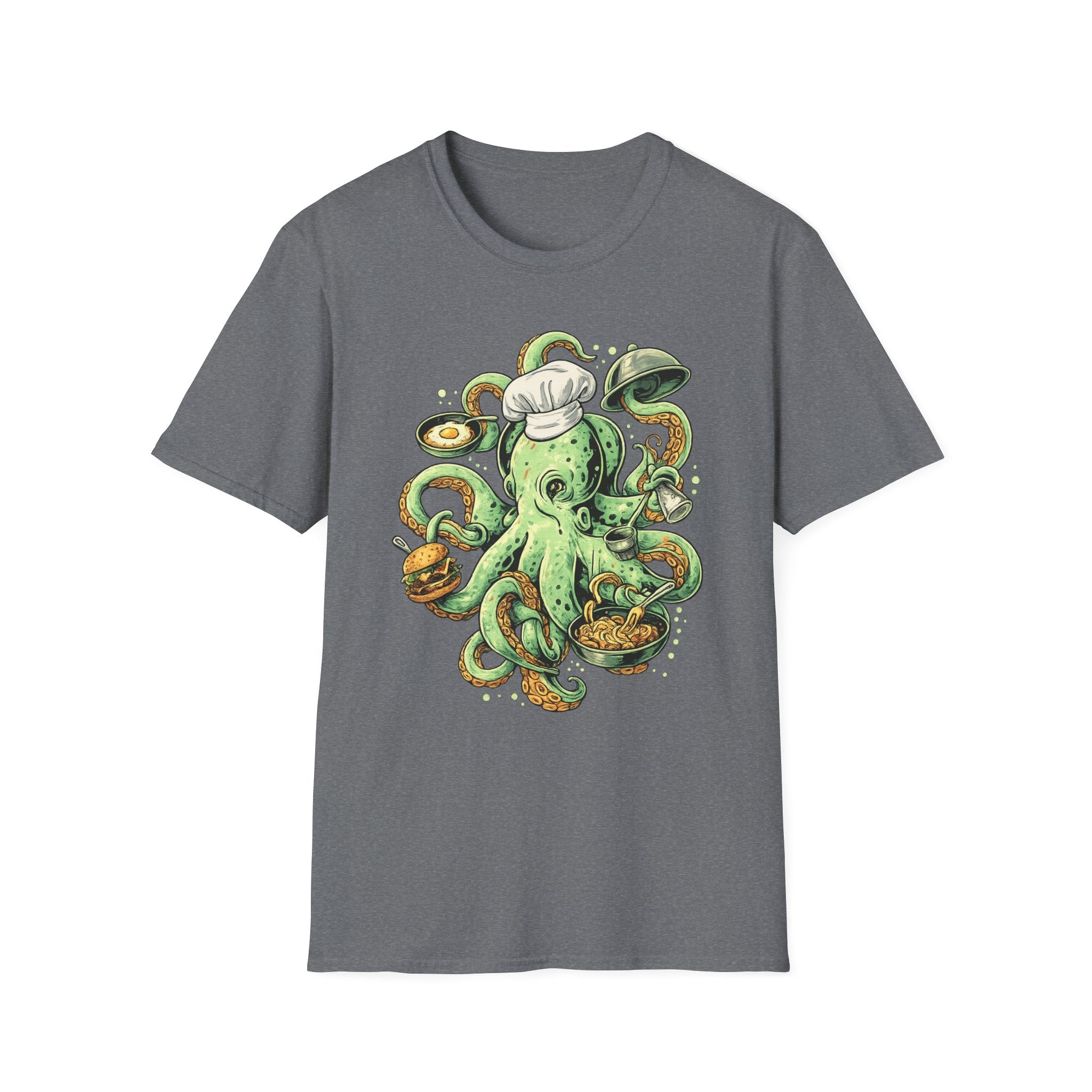 Chef Octopus Culinary Illustration T-Shirt | Risqué Nautical Cooking Design