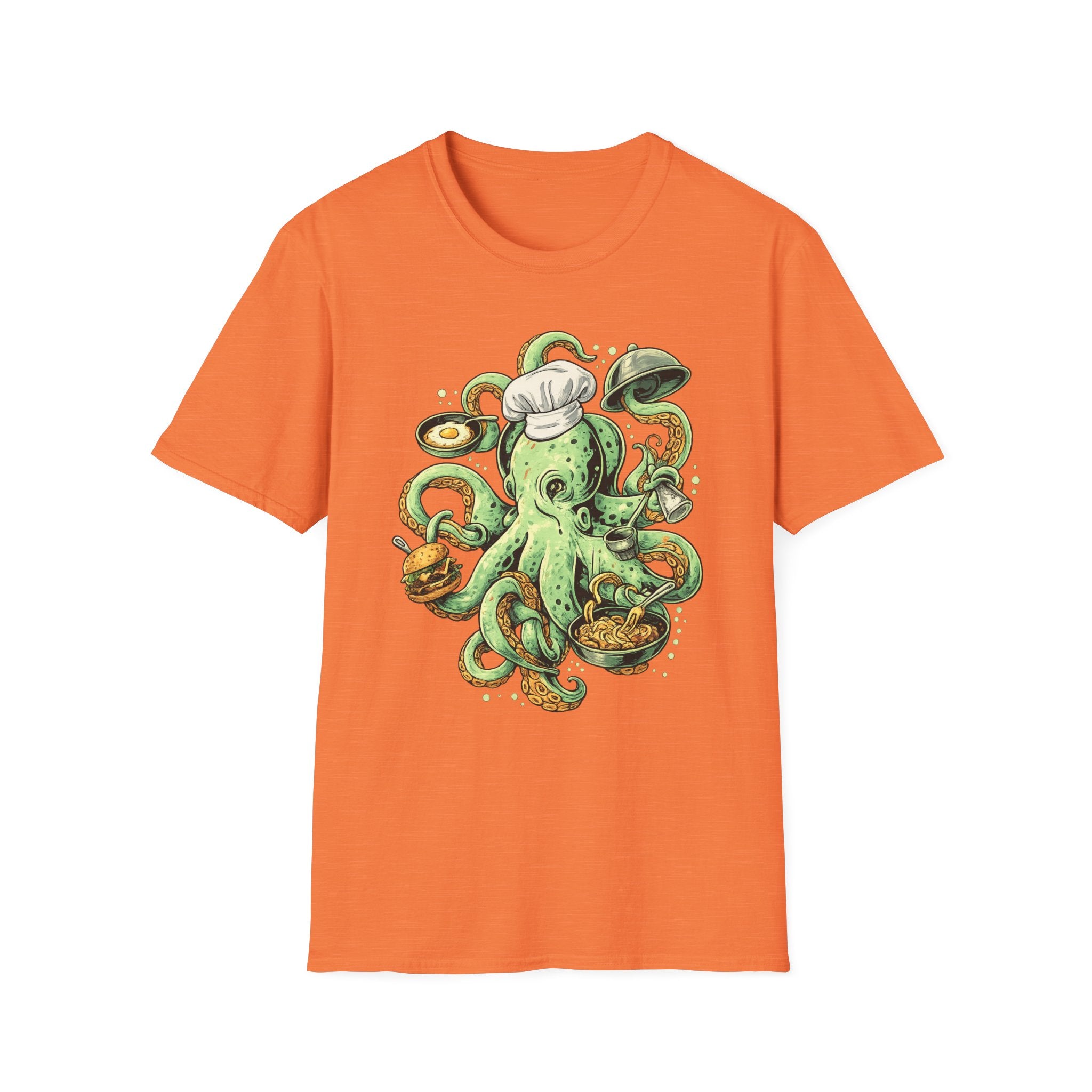 Chef Octopus Culinary Illustration T-Shirt | Risqué Nautical Cooking Design