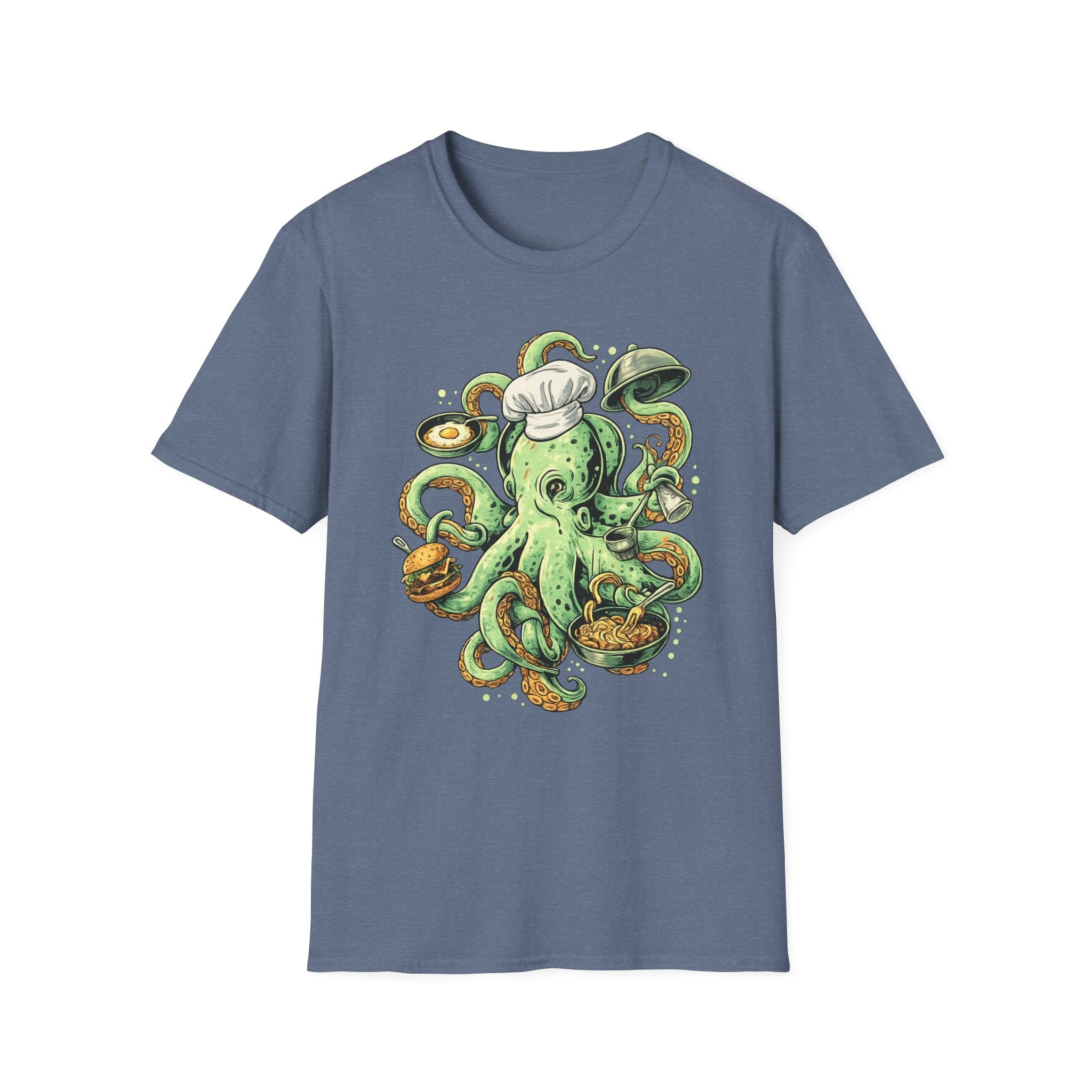 Chef Octopus Culinary Illustration T-Shirt | Risqué Nautical Cooking Design