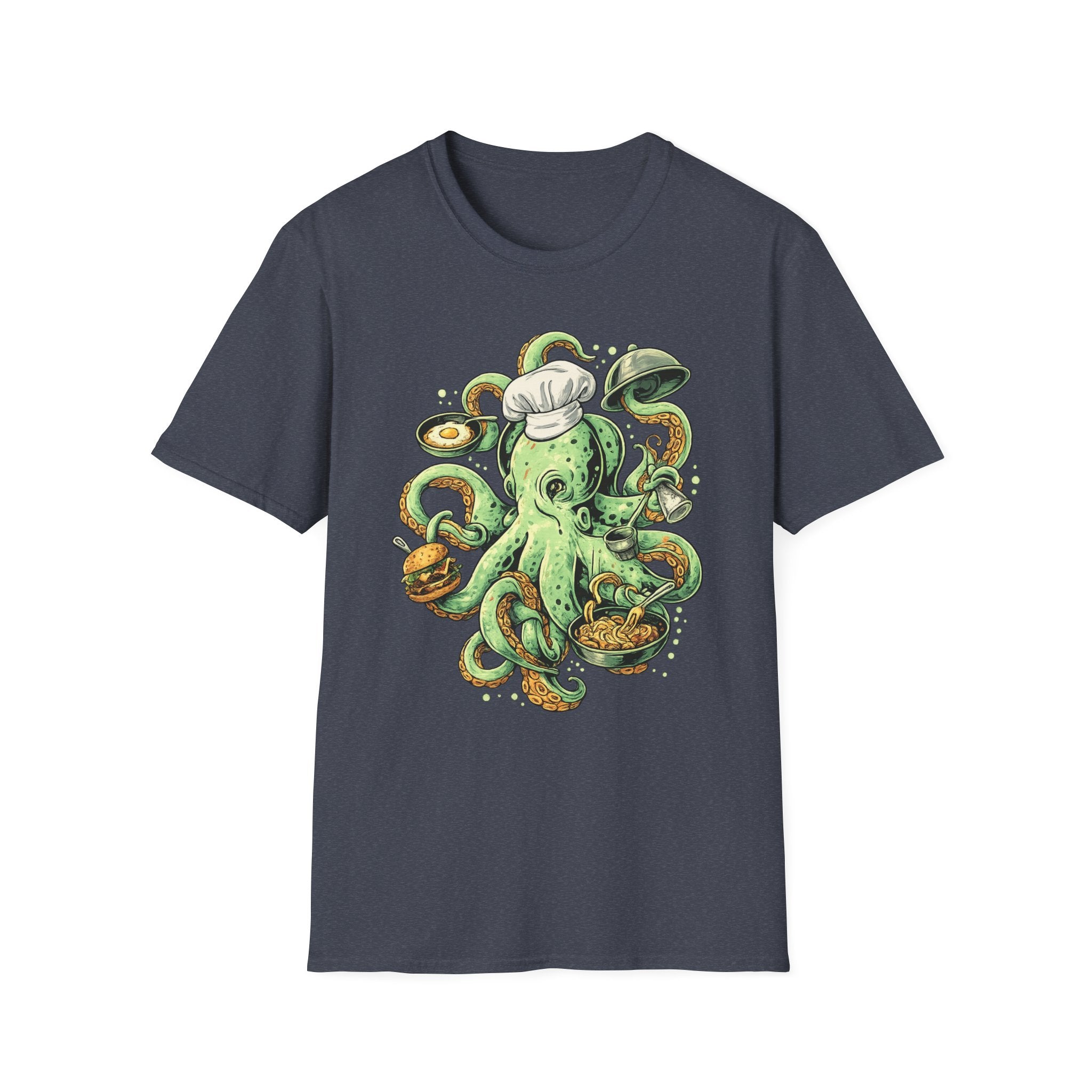 Chef Octopus Culinary Illustration T-Shirt | Risqué Nautical Cooking Design