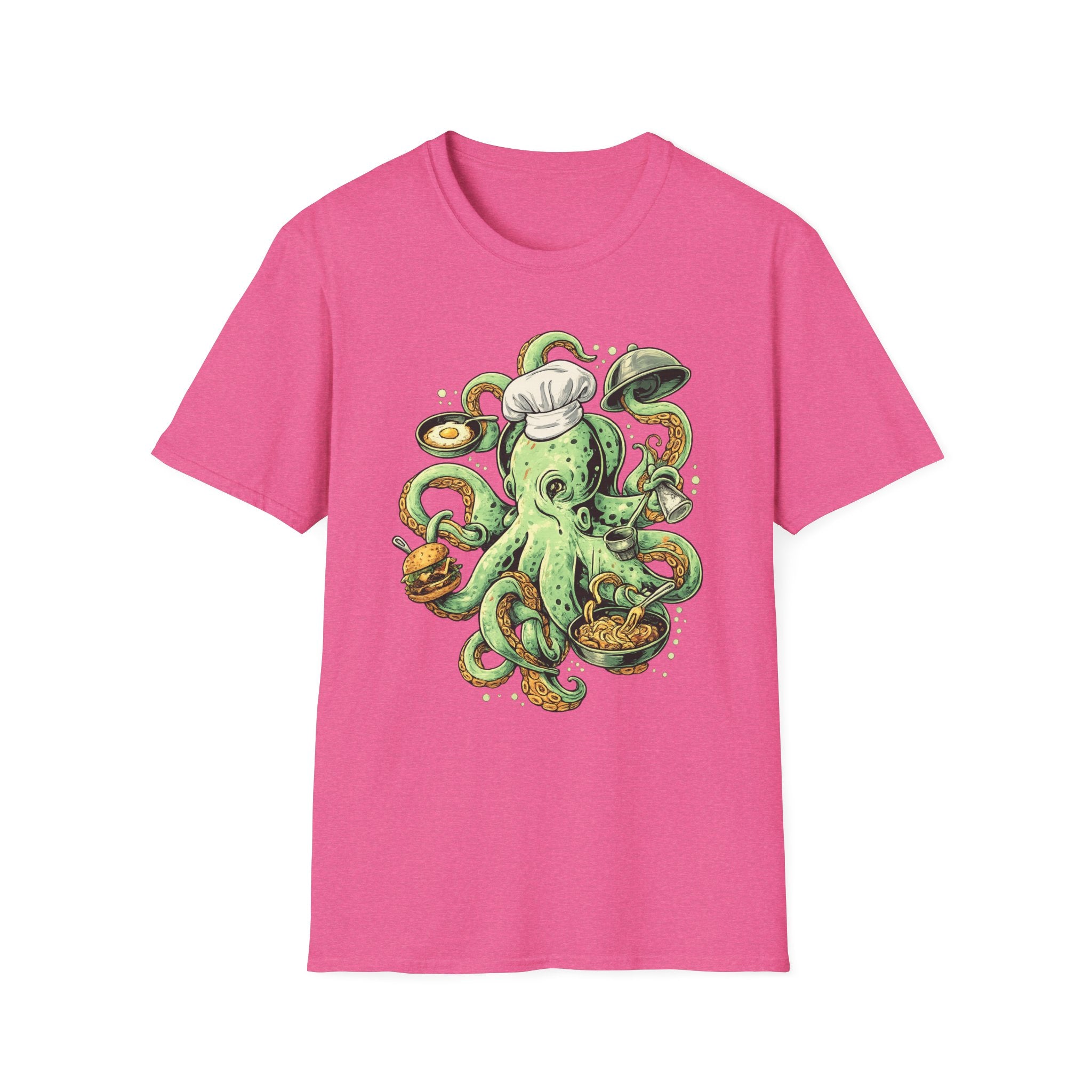 Chef Octopus Culinary Illustration T-Shirt | Risqué Nautical Cooking Design