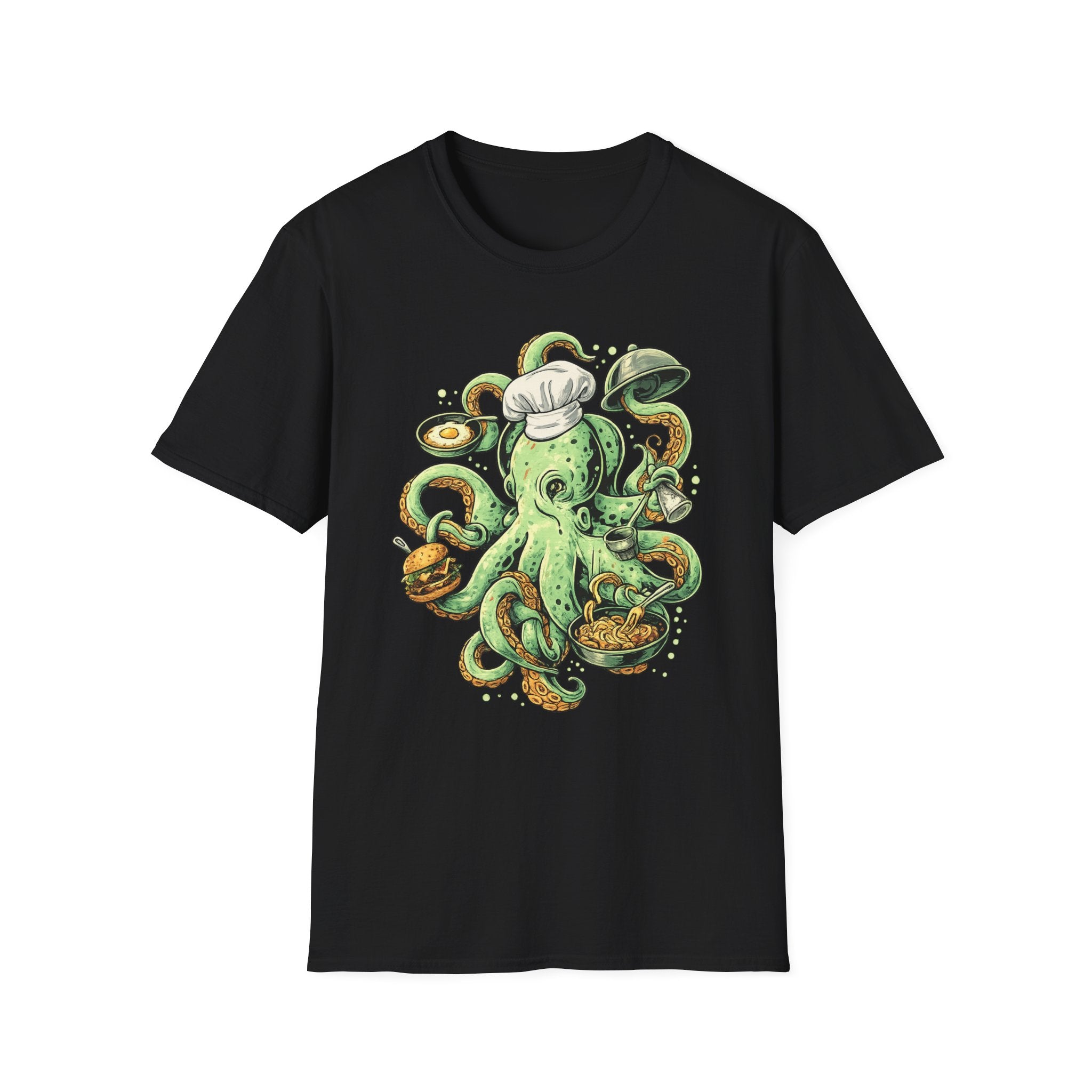 Chef Octopus Culinary Illustration T-Shirt | Risqué Nautical Cooking Design